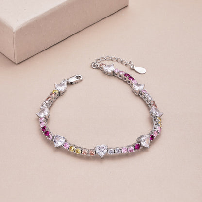 [AURORA]ロマンティックハートシェイプラウンドカットラバーブレスレット