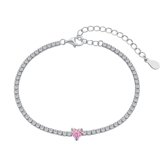 [Baslove]0.5 Carat Elegant Romantic Heart Shape Lover Bracelet