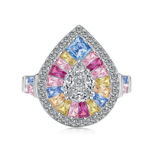[AURORA] Elegante Bunte Wasser Tropfen Form Bankett Ring