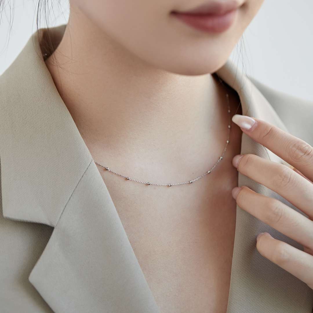 [AURORA]小粒ビーズ 鎖骨チェーン シンプルネックレス