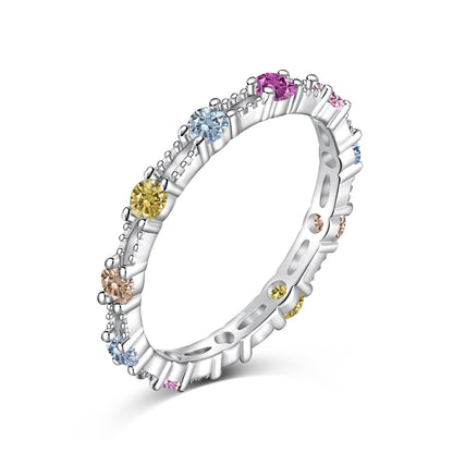 [Baslove]Sparkling Colorful Round Cut Tennis Ring