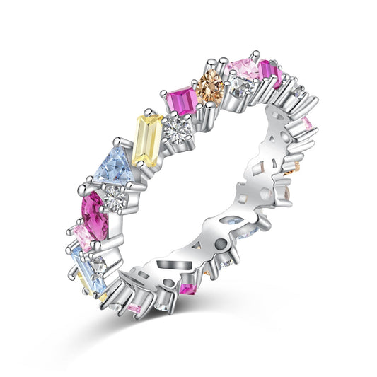 [Baslove]Dazzling Polychromatic Multi cut Daily Ring