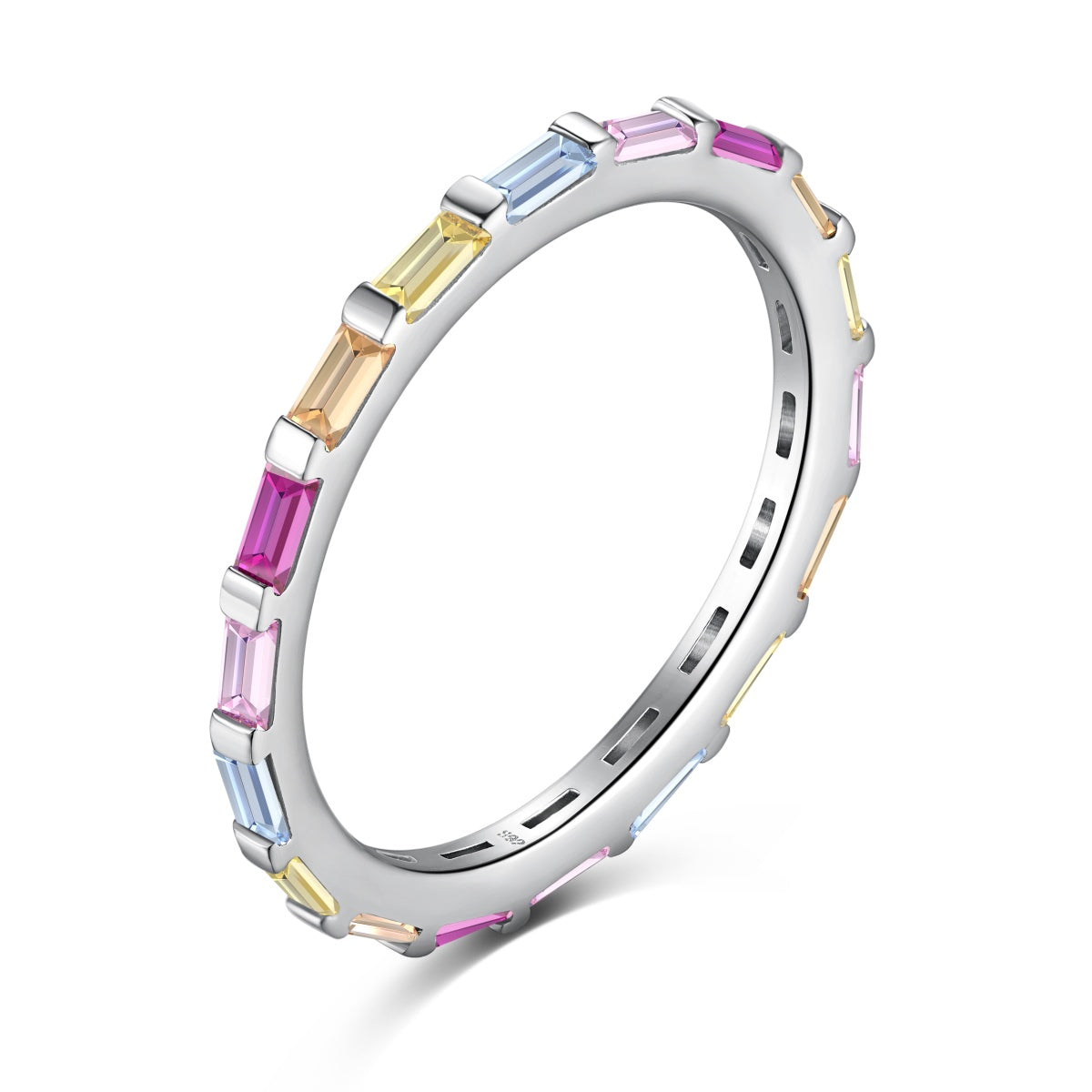 [Baslove]Exquisite Multicolored Emerald Cut Daily Ring