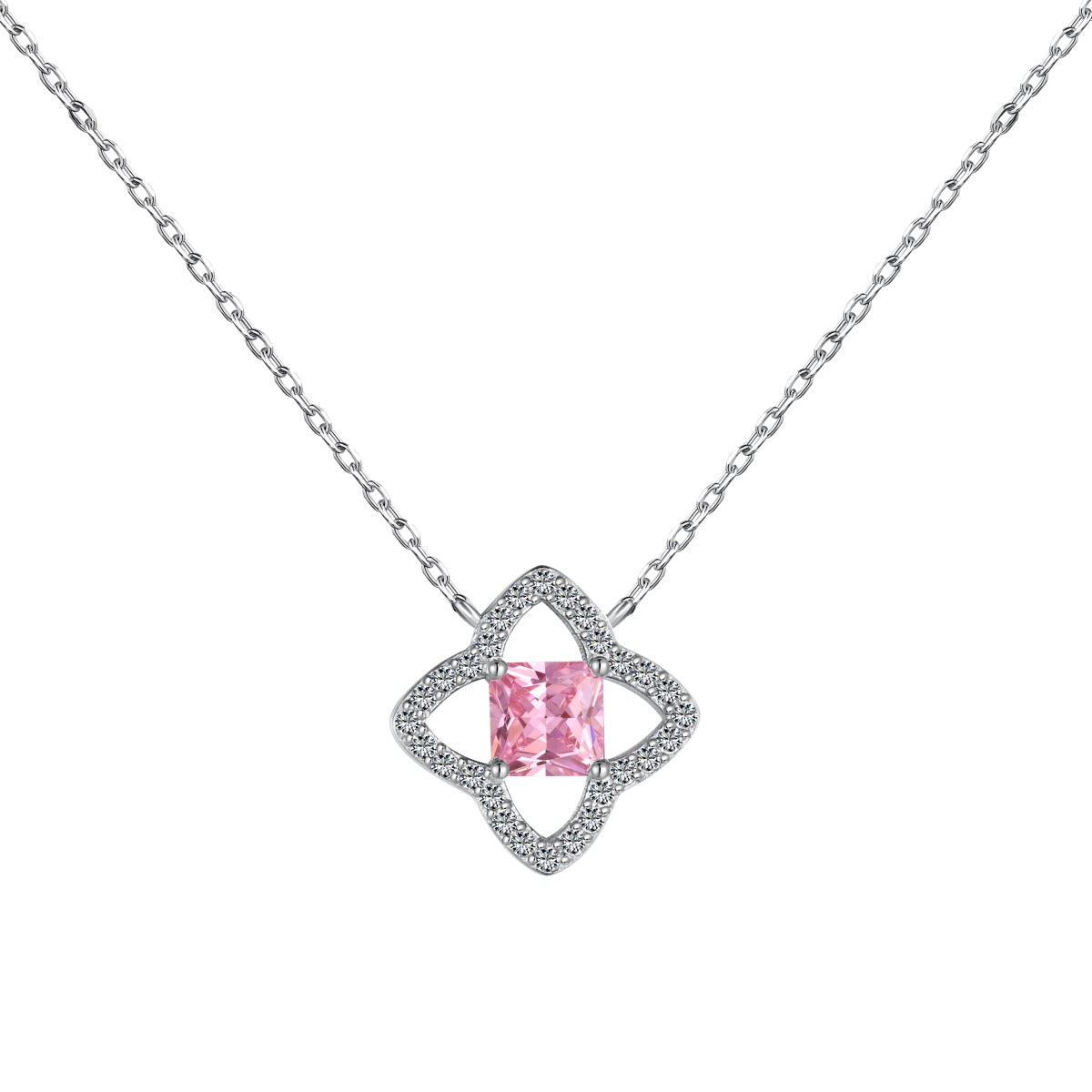 [AURORA]美しいフラワーシェイプのプリンセスカットネックレス