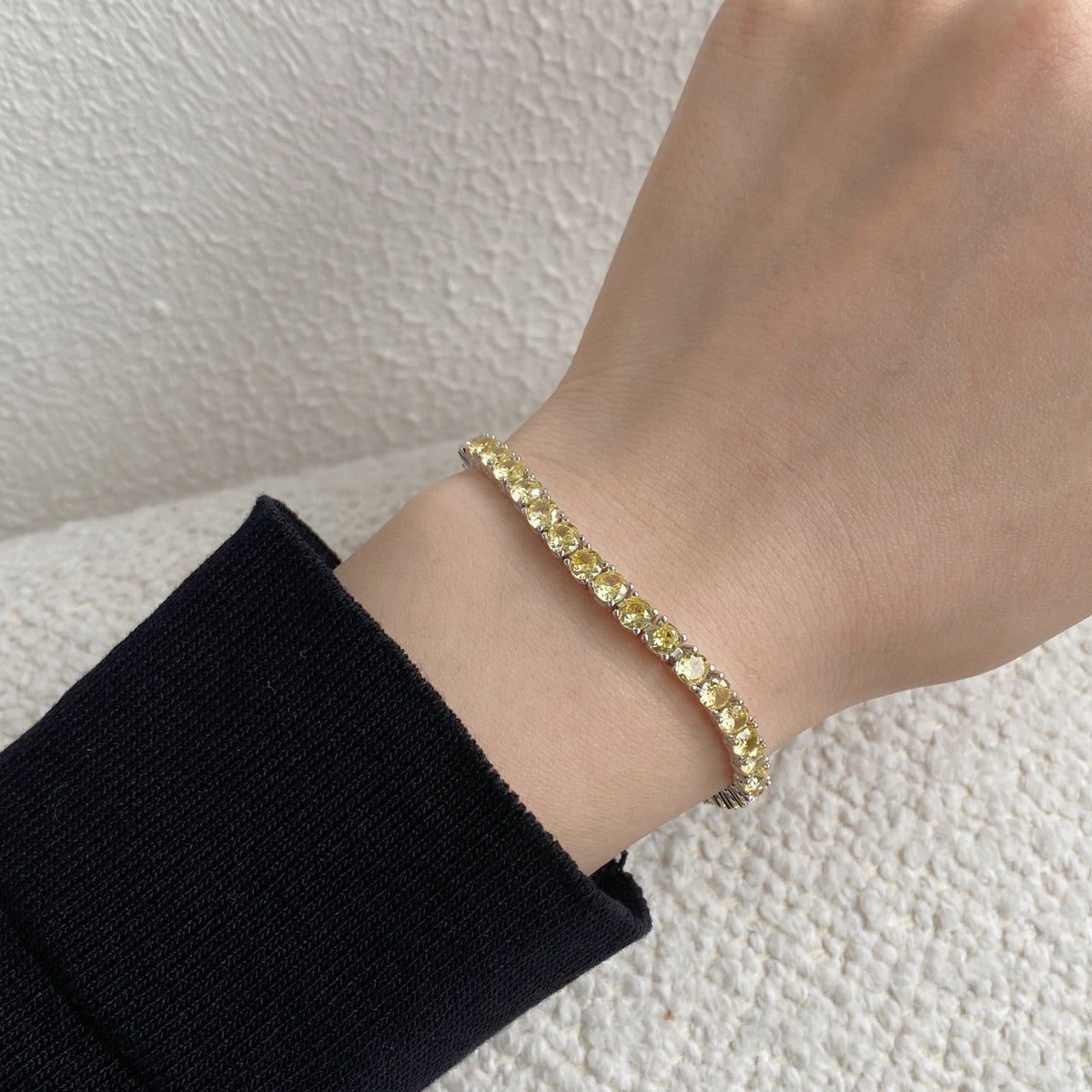 [AURORA]Ornate Dazzling Round Cut Tennis Bracelet