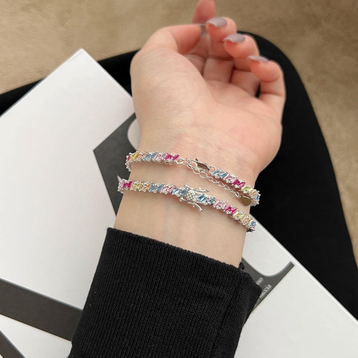 [AURORA]華やかな輝きのマルチカットパーティーブレスレット