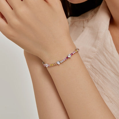 [AURORA]ロマンティックハートシェイプラウンドカットラバーブレスレット