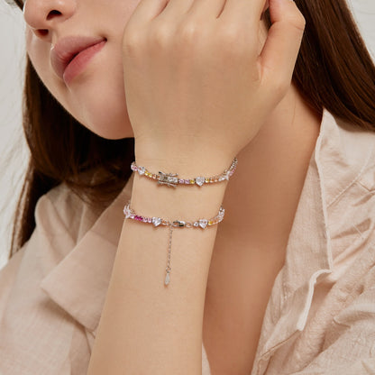 [AURORA]ロマンティックハートシェイプラウンドカットラバーブレスレット