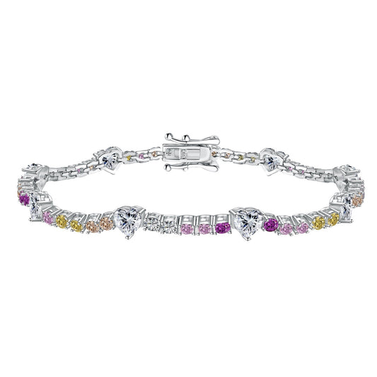 [baslovejewels]Romantic Heart Shape Round Cut Lover Bracelet