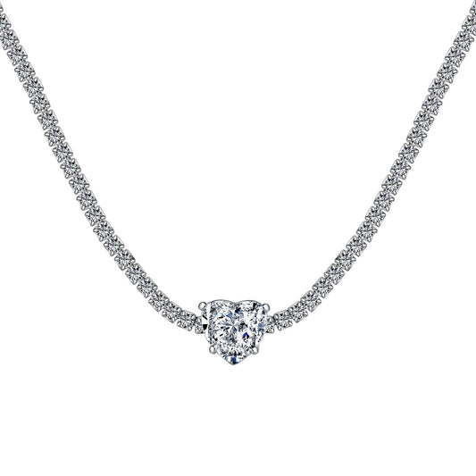 [Baslove]2.0 Carat Sparkling Tennis Heart Cut Necklace