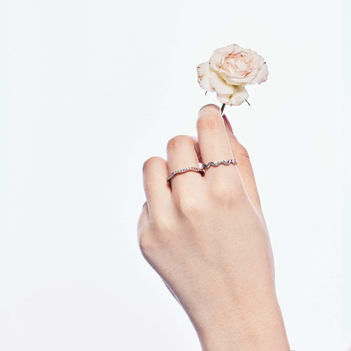 [Baslove]Dainty Colorful Round Cut Party Ring