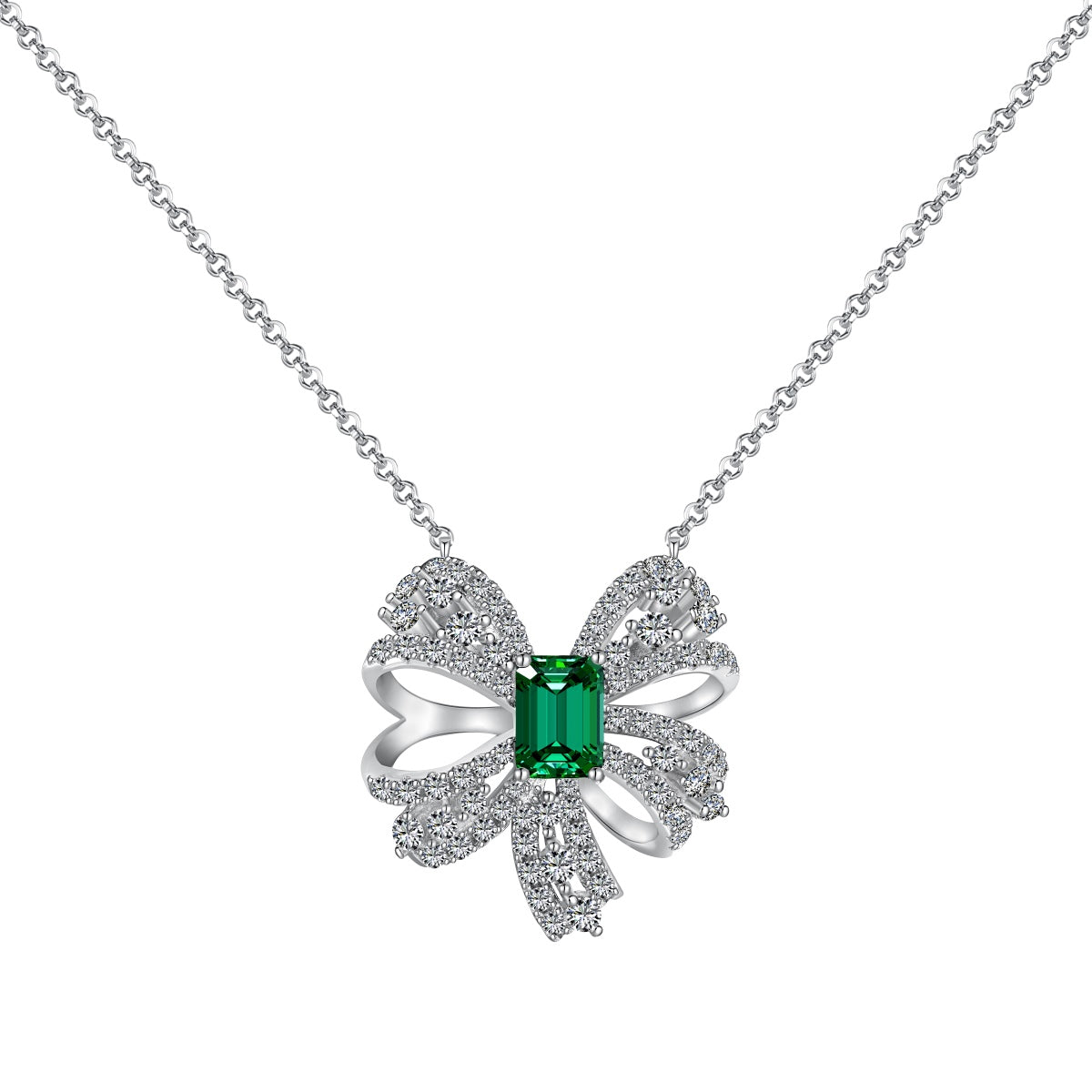 [Baslove]Luxurious Flower Shape Emerald Cut Necklace