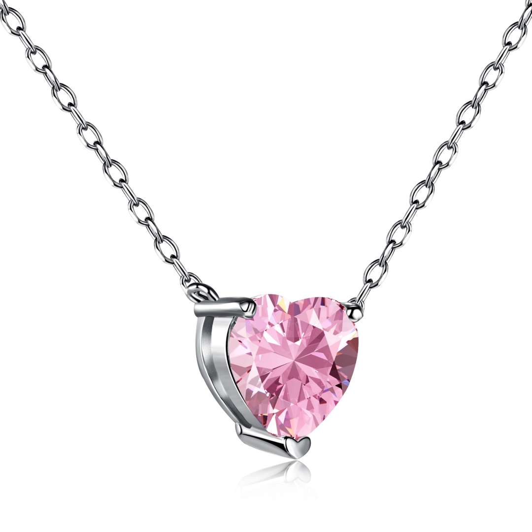 [Baslove]Heart Shape Main Stone Pendant Collarbone Necklace