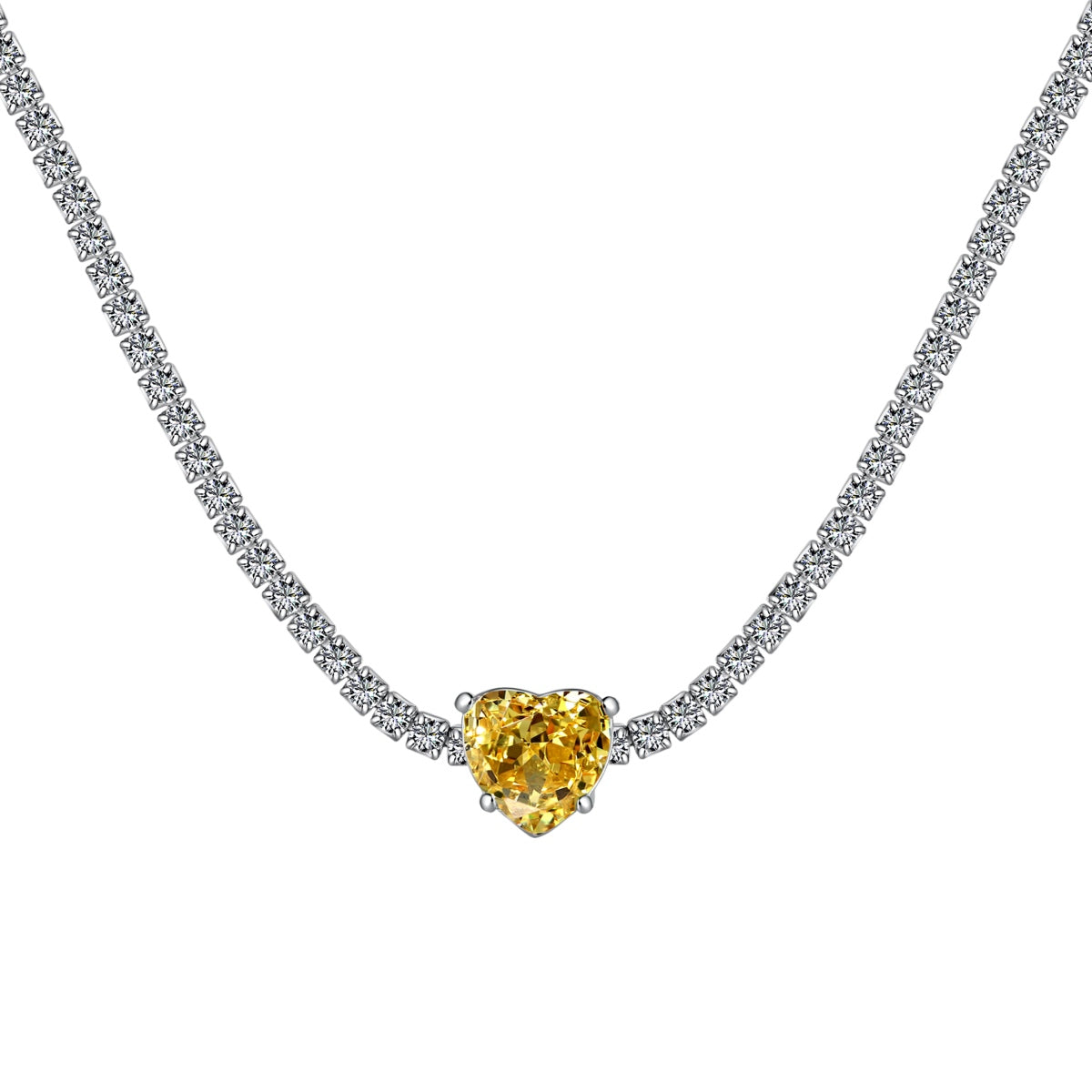 [Baslove]2.0 Carat Sparkling Tennis Heart Cut Necklace