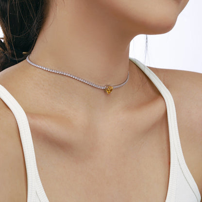[AURORA]2.0カラットの輝くテニスハートカットネックレス