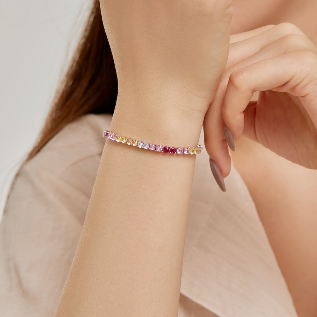 [Baslove]Radiant Colorful Round Cut Tennis Bracelet