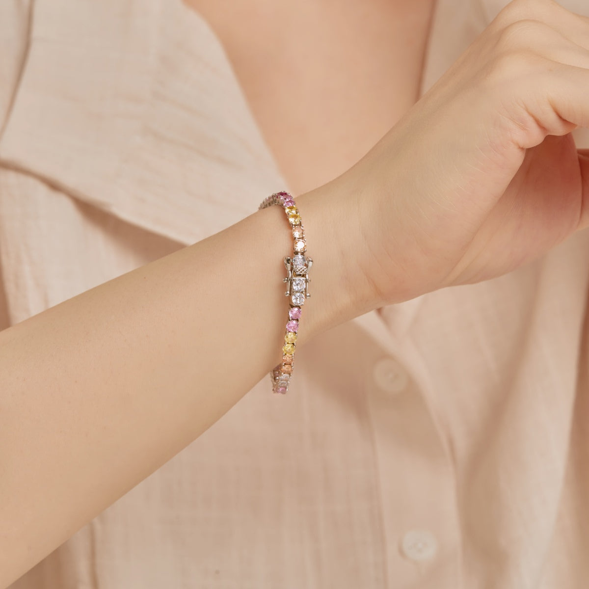 [Baslove]Radiant Colorful Round Cut Tennis Bracelet