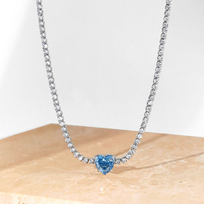 [Baslove]2.0 Carat Sparkling Tennis Heart Cut Necklace