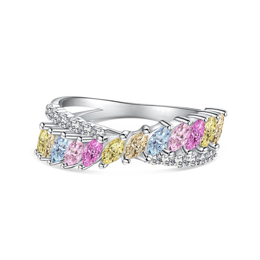 [AURORA]Einzigartiger bunter Marquise-Schliff-Tagesring