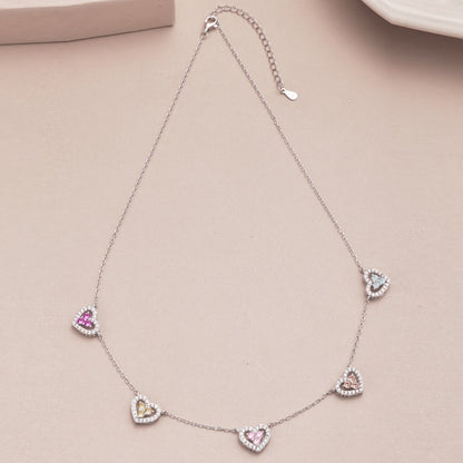 [Baslove]Sparkling Five Heart Necklace