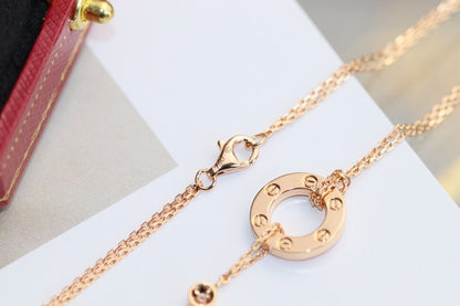 [Baslove]LOVE NECKLACE ADJUSTABLE ROSE GOLD 2 DIAMOND