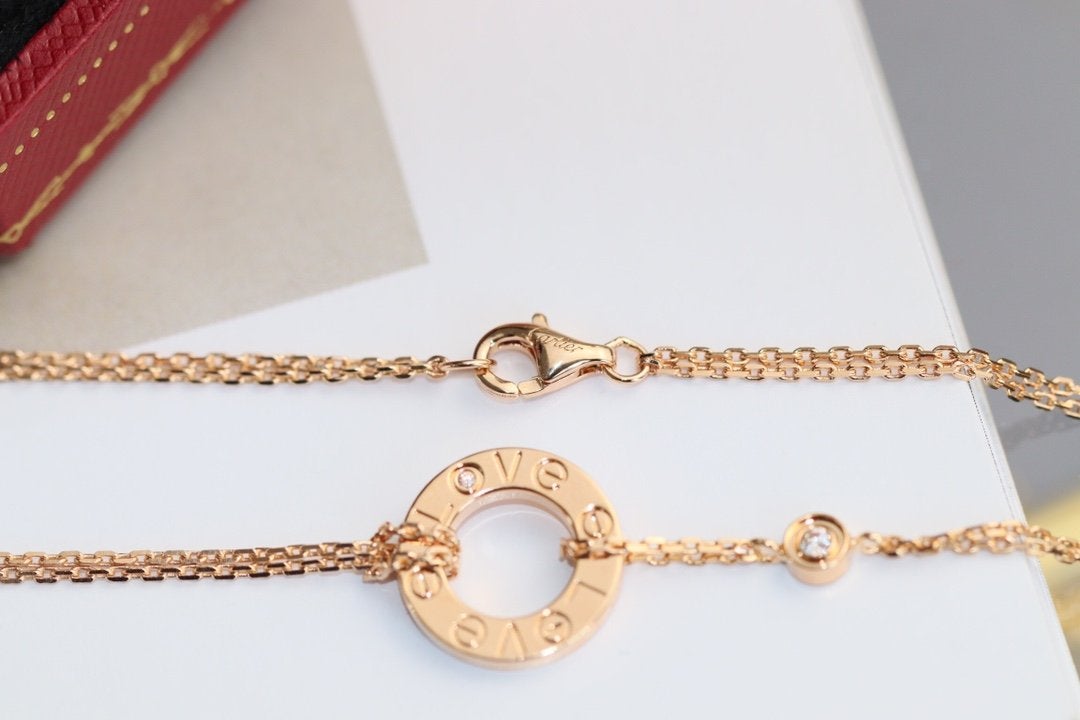 [Baslove]LOVE NECKLACE ADJUSTABLE ROSE GOLD 2 DIAMOND