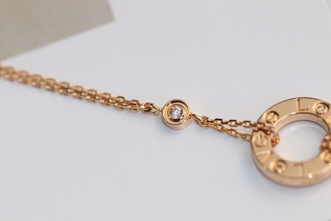 [Baslove]LOVE NECKLACE ADJUSTABLE ROSE GOLD 2 DIAMOND