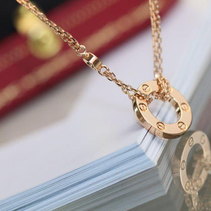 [Baslove]LOVE NECKLACE ADJUSTABLE ROSE GOLD 2 DIAMOND