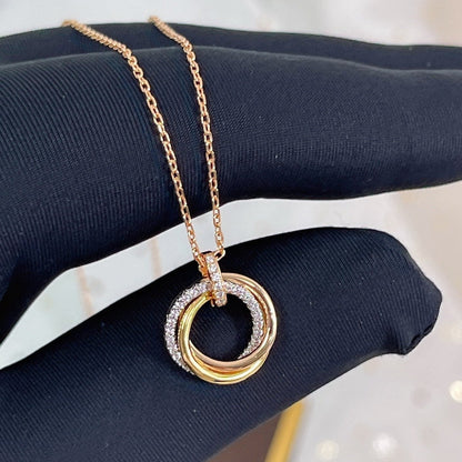 [Baslove]TRINITY NECKLACE SILVER GOLD PINK GOLD DIAMONDS