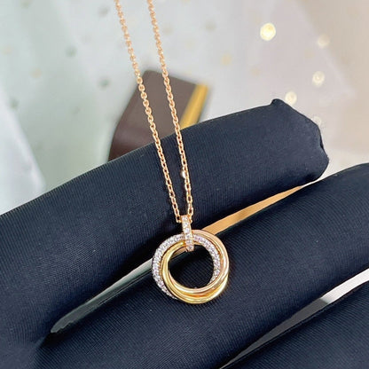 [Baslove]TRINITY NECKLACE SILVER GOLD PINK GOLD DIAMONDS