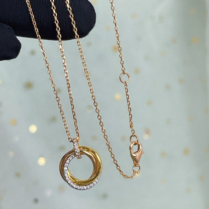 [Baslove]TRINITY NECKLACE SILVER GOLD PINK GOLD DIAMONDS