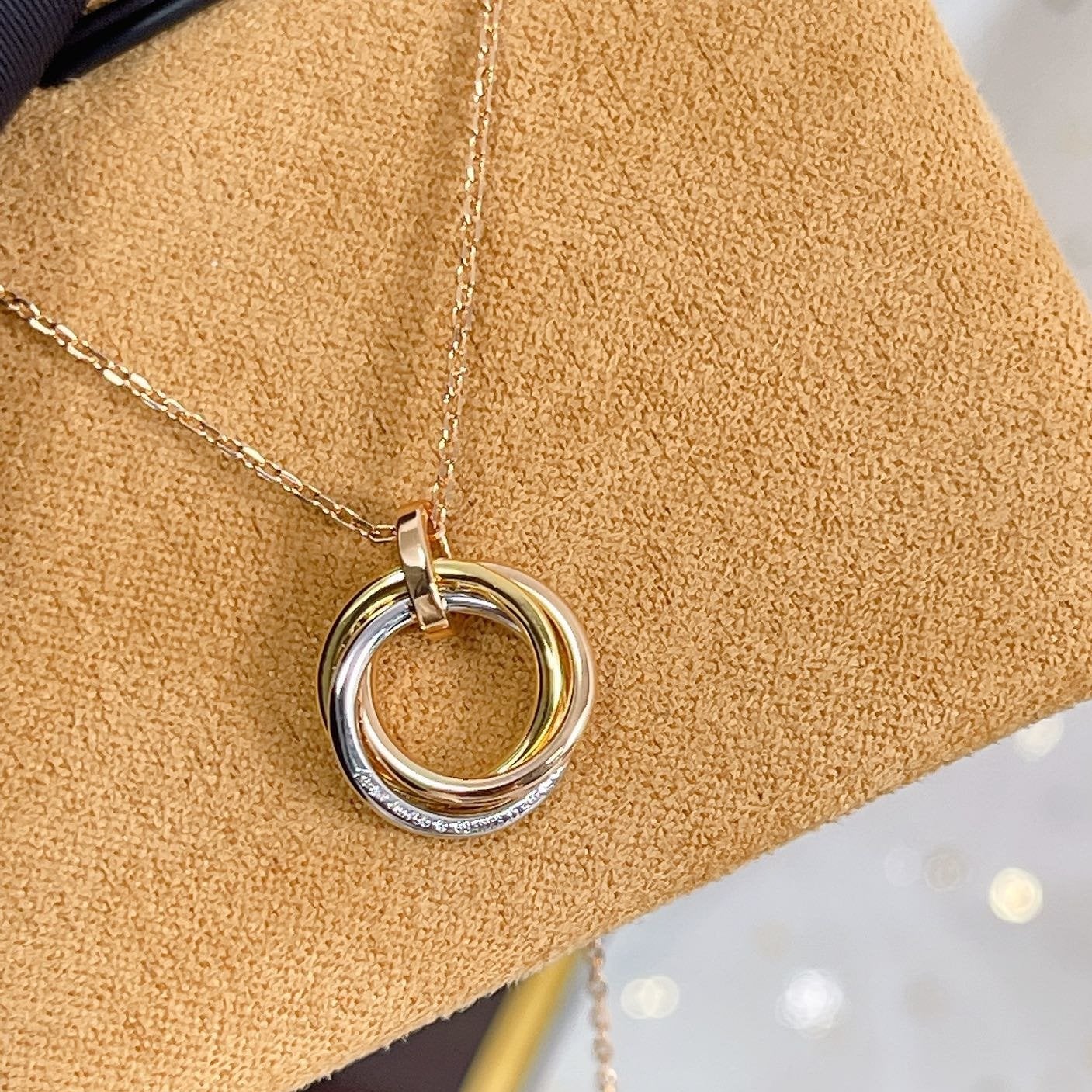 [Baslove]TRINITY NECKLACE SILVER GOLD PINK GOLD DIAMONDS