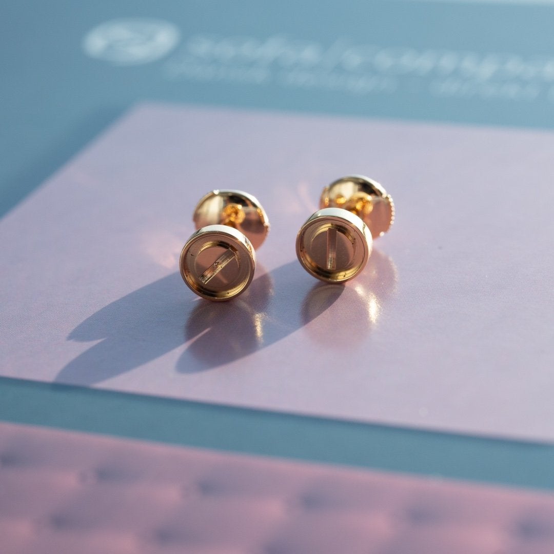 [Baslove]LOVE EARRINGS PINK GOLD 10MM