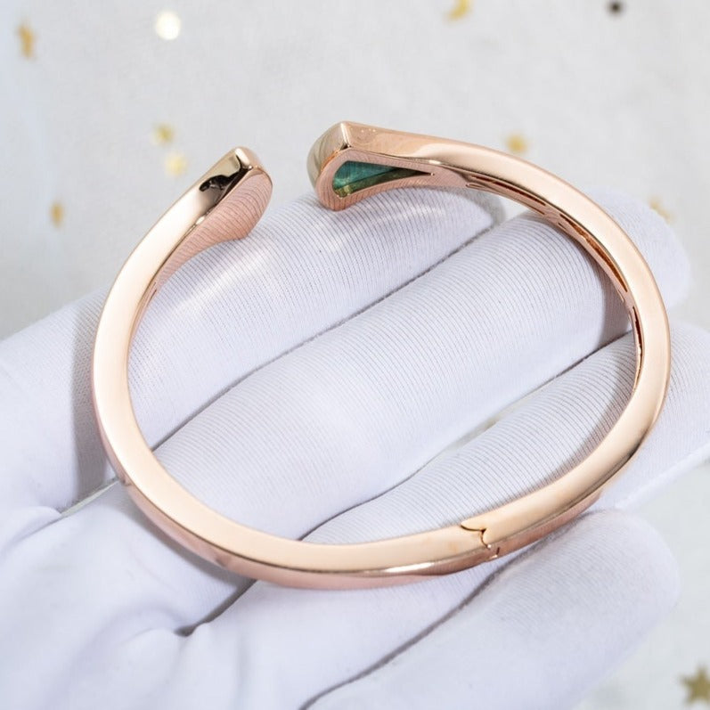 [Baslove]DREAM BRACELET OPEN MALACHITE PINK GOLD