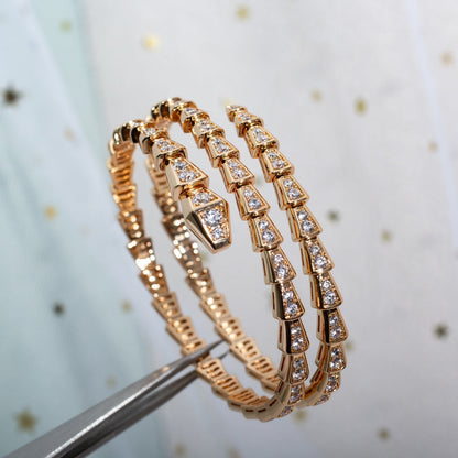 [Baslove]SERPENTI BRACELET PINK GOLD DIAMOND DOUBLE ROW