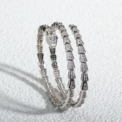 [Baslove]SERPENTI BRACELET SILVER DIAMOND DOUBLE ROW