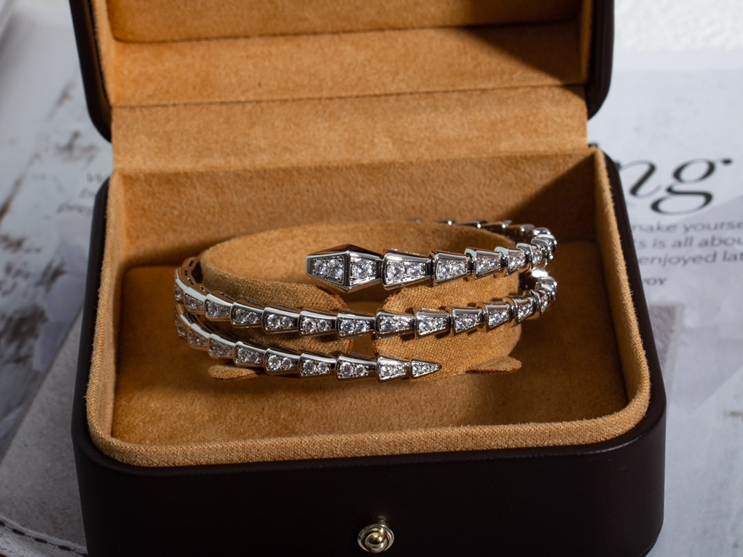 [Baslove]SERPENTI BRACELET SILVER DIAMOND DOUBLE ROW