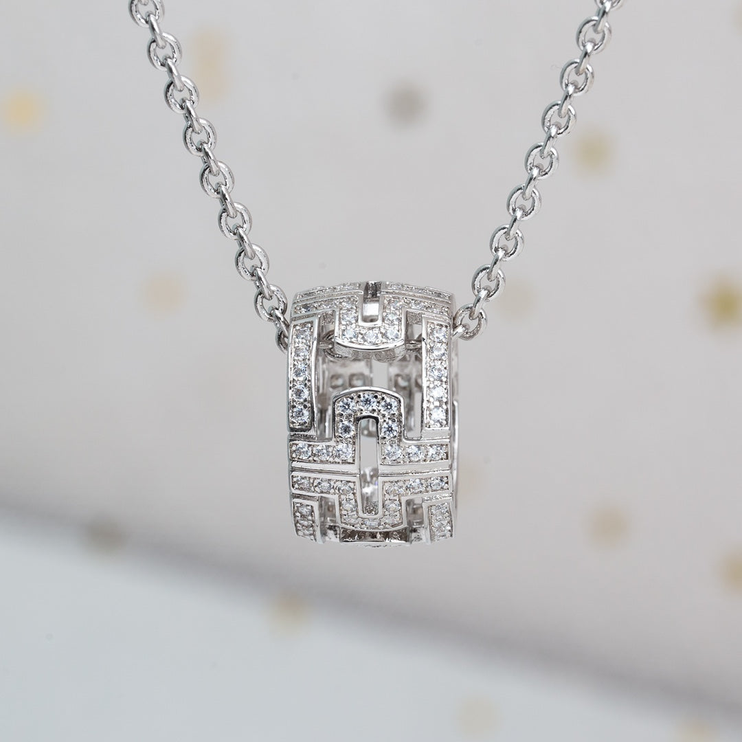 [Baslove]PARENTESI NECKLACE SILVER DIAMOND