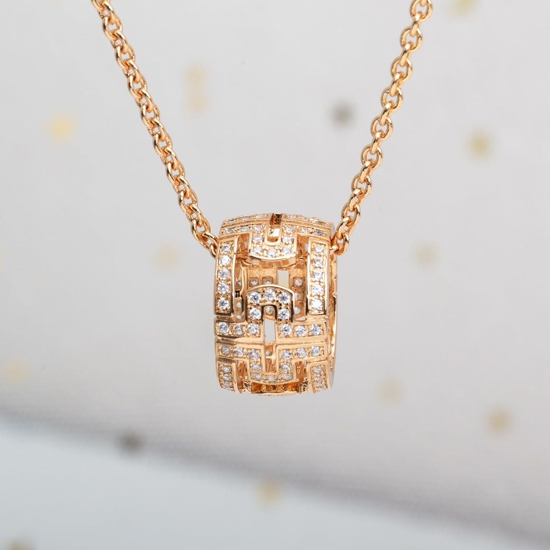 [Baslove]PARENTESI NECKLACE PINK GOLD DIAMOND