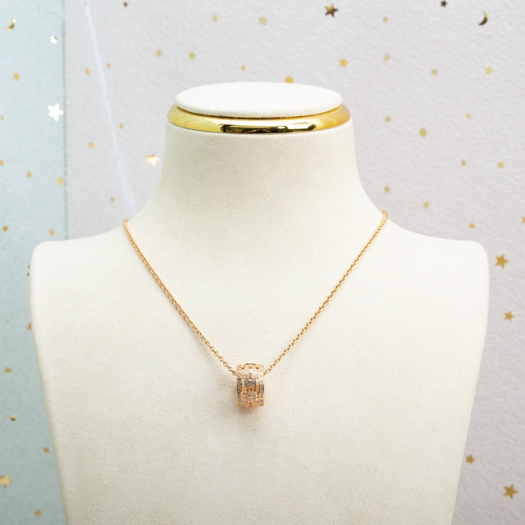 [Baslove]PARENTESI NECKLACE PINK GOLD DIAMOND