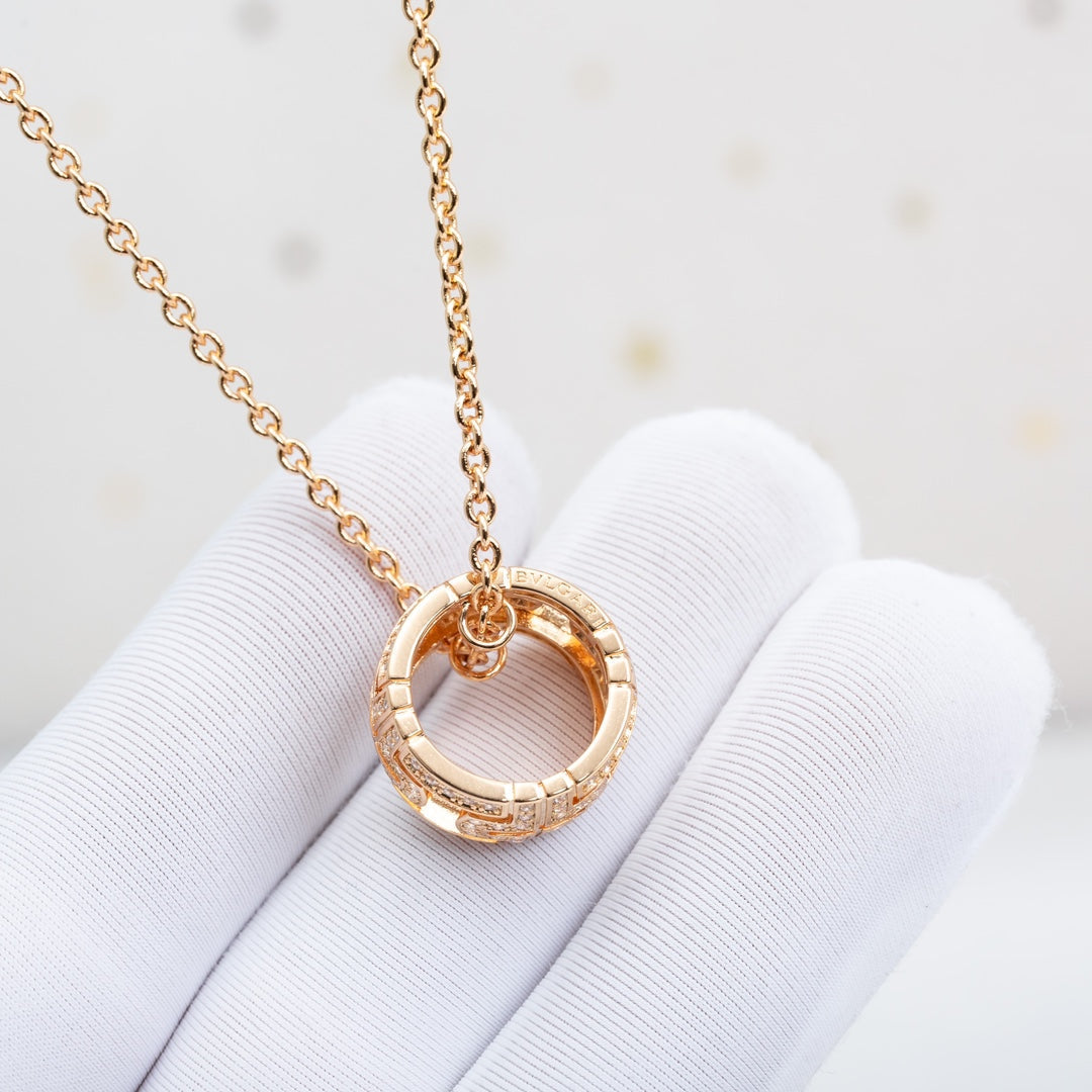 [Baslove]PARENTESI NECKLACE PINK GOLD DIAMOND