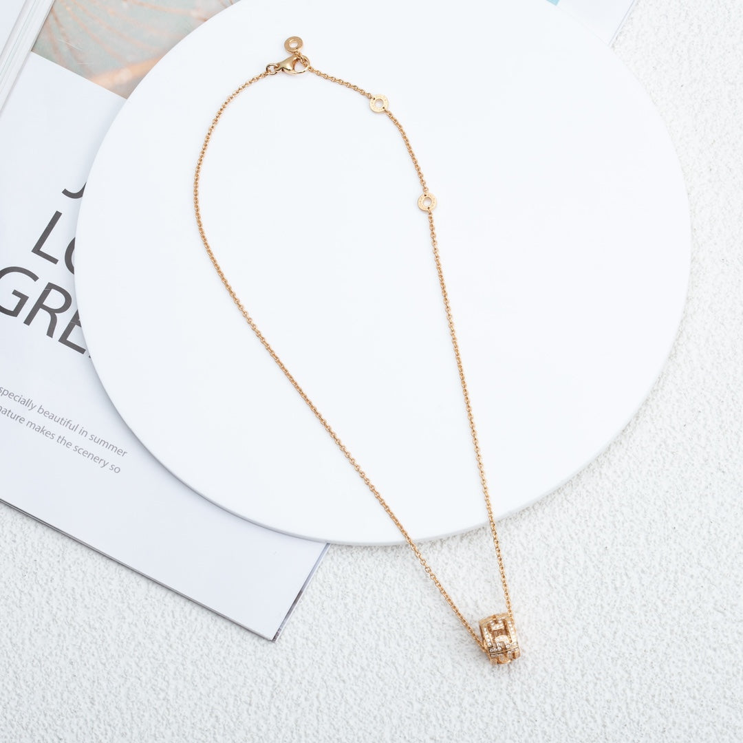 [Baslove]PARENTESI NECKLACE PINK GOLD DIAMOND