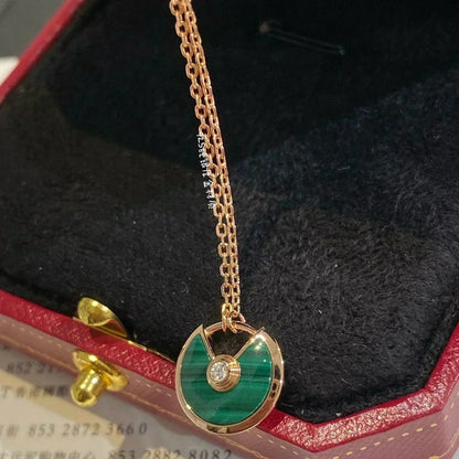 [Baslove]AMULETTE ROSE GOLD MALACHITE NECKLACE