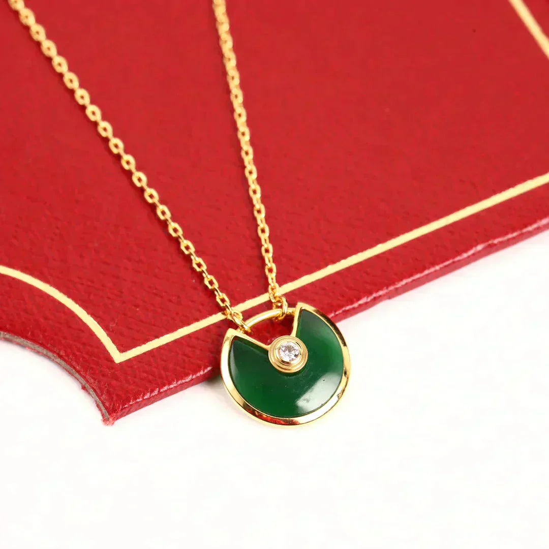 [Baslove]AMULETTE GOLD MALACHITE NECKLACE