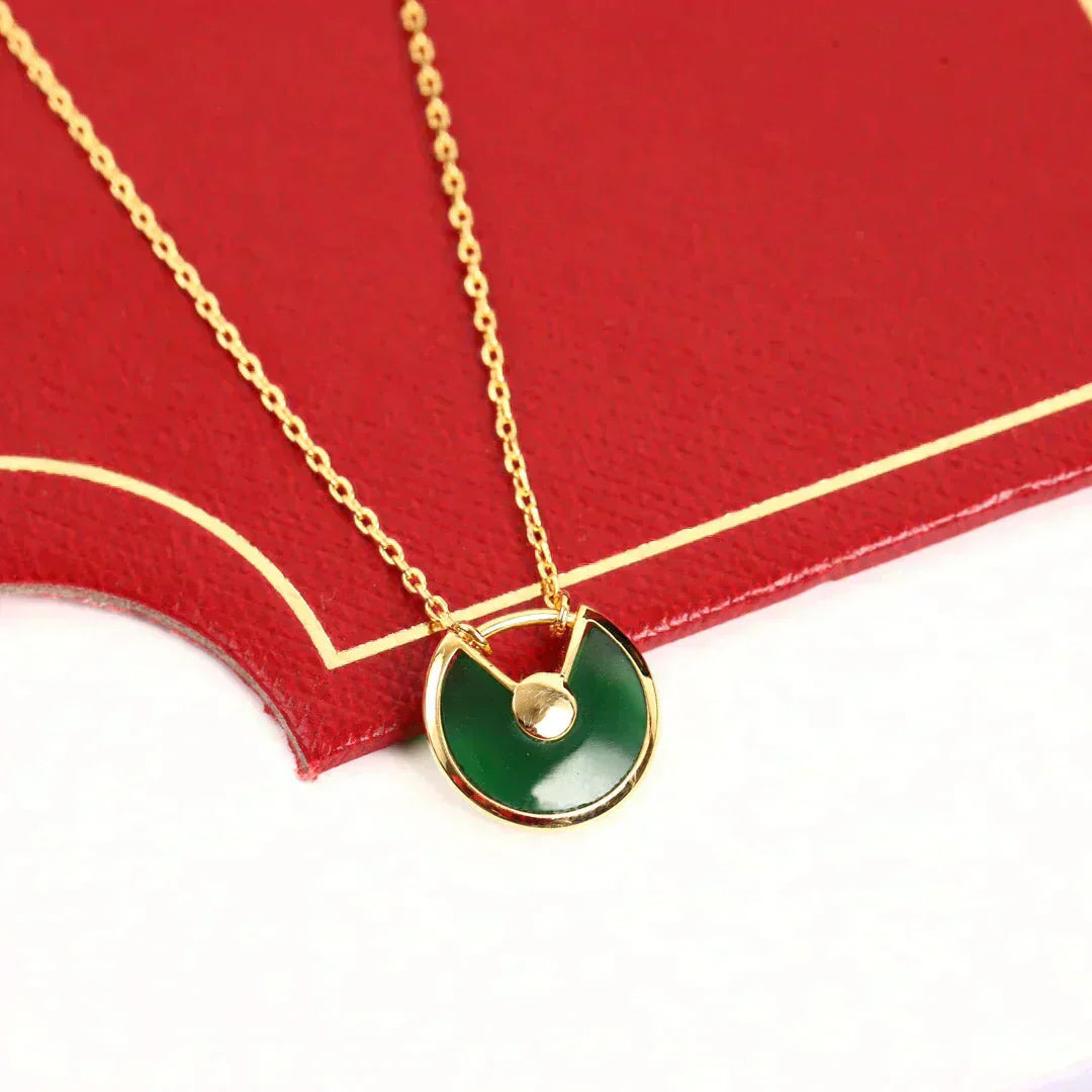 [Baslove]AMULETTE GOLD MALACHITE NECKLACE