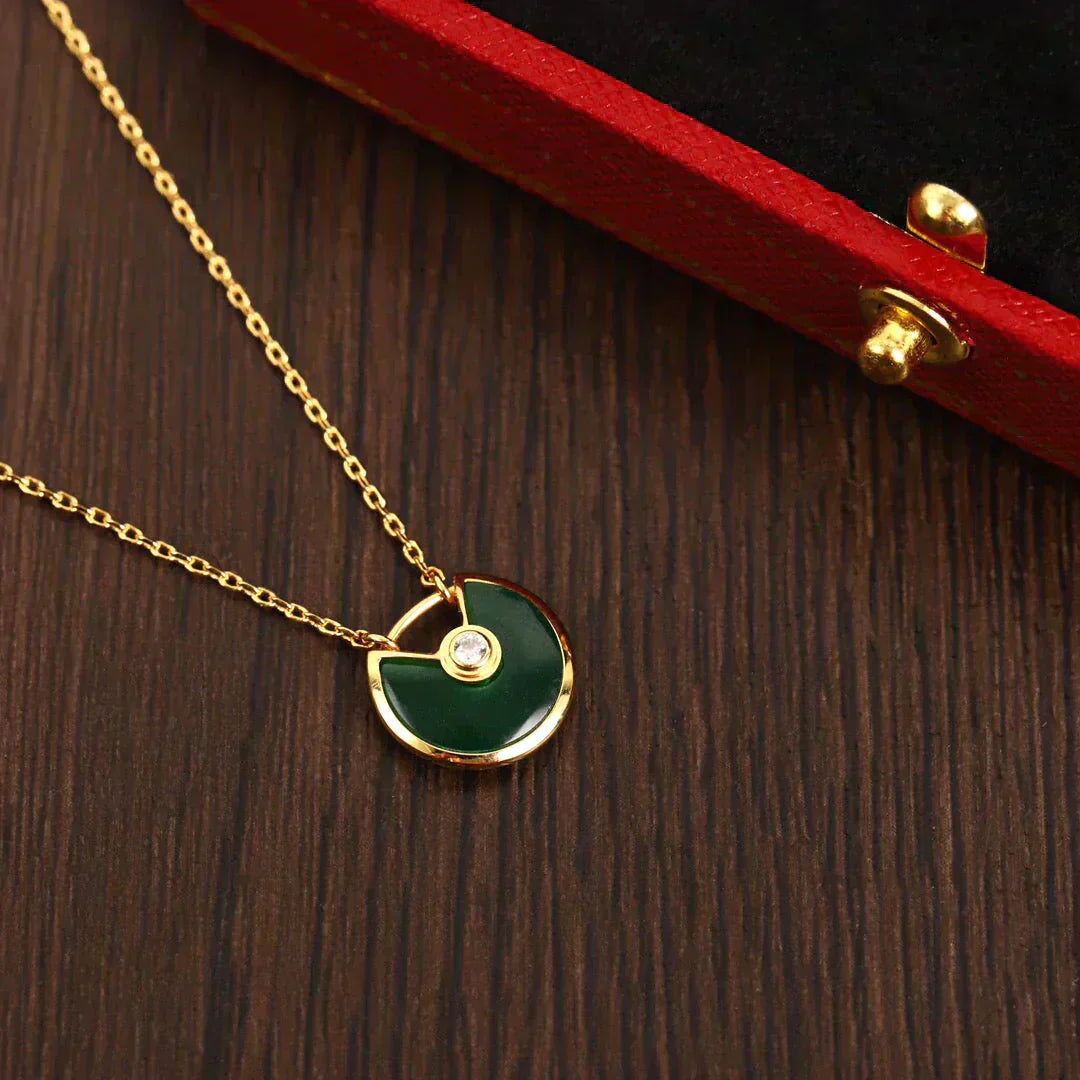 [Baslove]AMULETTE GOLD MALACHITE NECKLACE