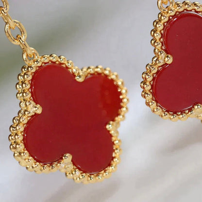 [Baslove]CLOVER  2 MOTIF  TIGER EYE CARNELIAN EARRINGS