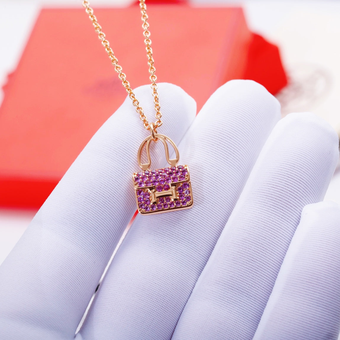 [Baslove]CONSTANCE PEDANT PURPLE DIAMOND NECKLACE