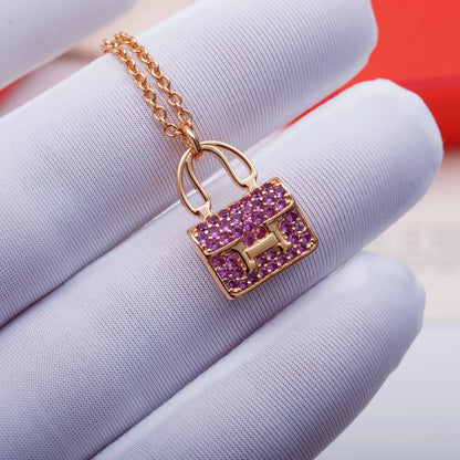 [Baslove]CONSTANCE PEDANT PURPLE DIAMOND NECKLACE