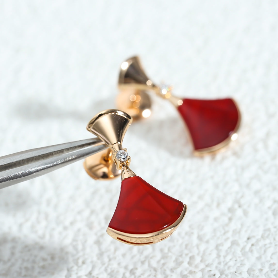 [Baslove]DREAM Carnelian PINK GOLD EARRINGS